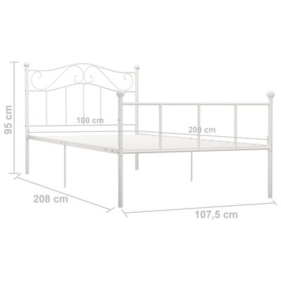 vidaXL Bettgestell Weiß Metall 100×200 cm