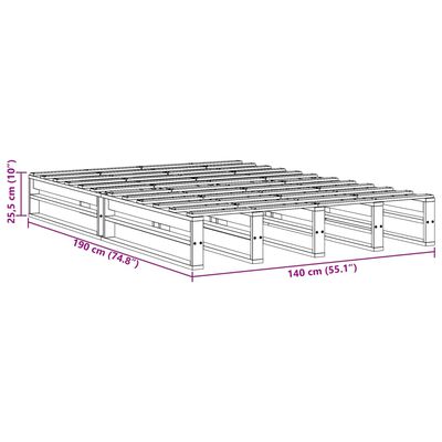 vidaXL Massivholzbett ohne Matratze 140x190 cm Kiefernholz