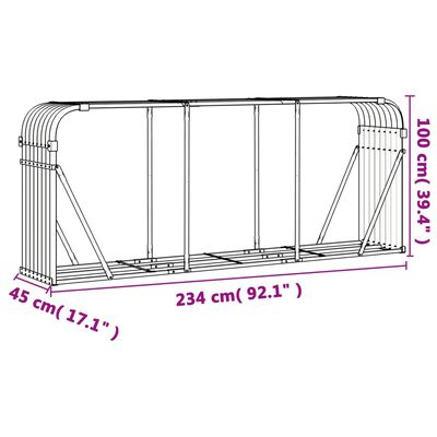 vidaXL Kaminholzunterstand Hellgrau 234x45x100 cm Verzinkter Stahl