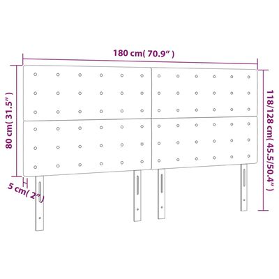 vidaXL LED Kopfteil Blau 180x5x118/128 cm Stoff