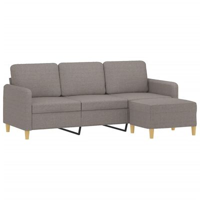 vidaXL 3-Sitzer-Sofa mit Hocker Taupe 180 cm Stoff