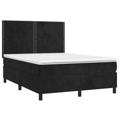 vidaXL Boxspringbett mit Matratze & LED Schwarz 140x190 cm Samt