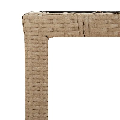 vidaXL Gartentisch mit Glasplatte Beige Poly Rattan & Hartglas