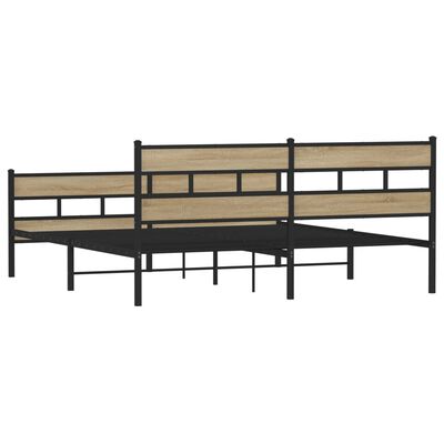 vidaXL Metallbett ohne Matratze Sonoma-Eiche 183x213 cm