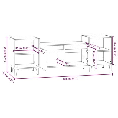 vidaXL TV-Schrank Sonoma-Eiche 160x35x55 cm Holzwerkstoff