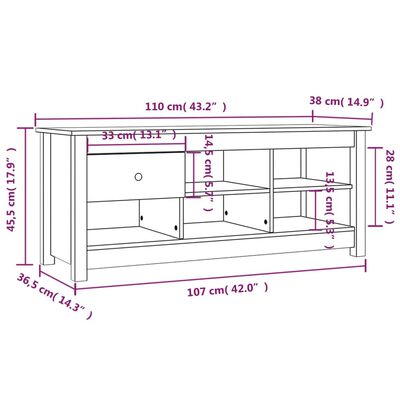 vidaXL Schuhschrank Schwarz 110x38x45,5 cm Massivholz Kiefer