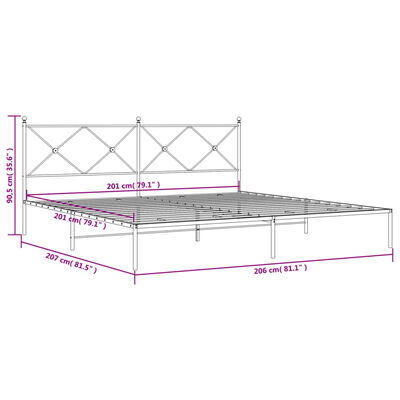 vidaXL Bettgestell mit Kopfteil Metall Schwarz 200x200 cm