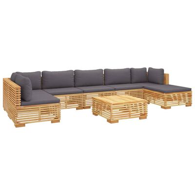 vidaXL 8-tlg. Garten-Lounge-Set mit Kissen Massivholz Teak