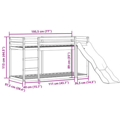 vidaXL Etagenbett mit Rutsche & Leiter Wachsbraun 90x190cm Kiefernholz