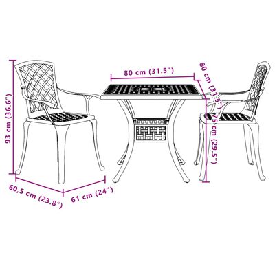 vidaXL 3-tlg. Bistro-Set Grün Aluminiumguss