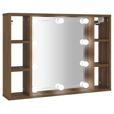 vidaXL Spiegelschrank mit LED Braun Eichen-Optik 76x15x55 cm