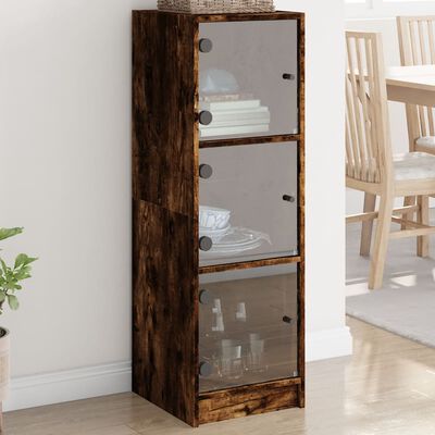 vidaXL Highboard mit Glastüren Räuchereiche 35x37x109 cm