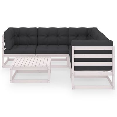 vidaXL 6-tlg. Garten-Lounge-Set mit Kissen Massivholz Kiefer