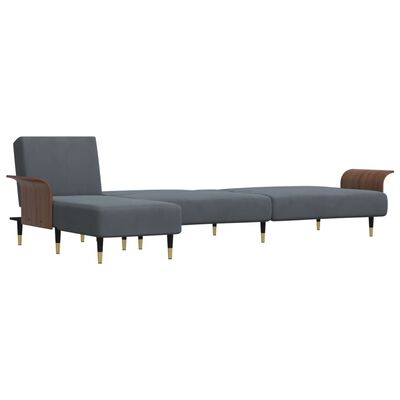 vidaXL Schlafsofa in L-Form Dunkelgrau 279x140x70 cm Samt