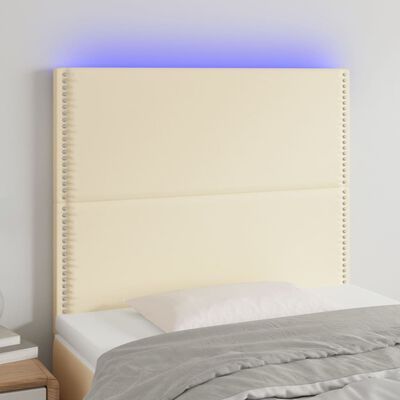 vidaXL LED Kopfteil Creme 100x5x118/128 cm Kunstleder