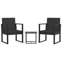 vidaXL 3-tlg. Garten-Lounge-Set mit Kissen Schwarz Poly Rattan