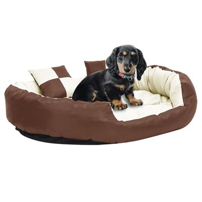 vidaXL Hundekissen Wendbar und Waschbar Braun und Creme 110x80x23 cm