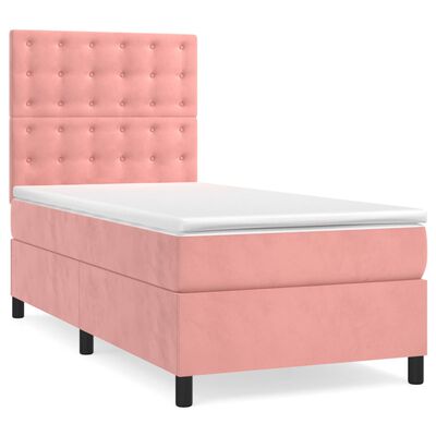 vidaXL Boxspringbett mit Matratze Rosa 100x200 cm Samt