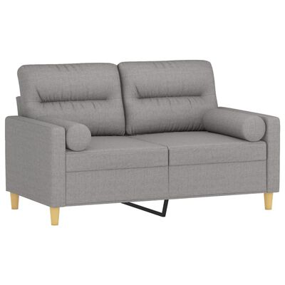 vidaXL 2-Sitzer-Sofa mit Kissen Hellgrau 120 cm Stoff