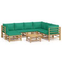 vidaXL 8-tlg. Garten-Lounge-Set mit Grünen Kissen Bambus