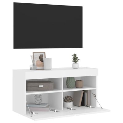 vidaXL TV-Wandschrank mit LED-Leuchten Weiß 80x30x40 cm