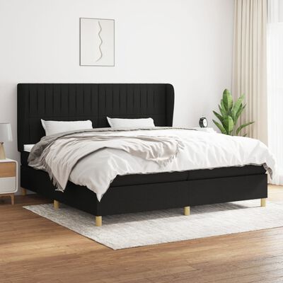 vidaXL Boxspringbett mit Matratze Schwarz 200x200 cm Stoff