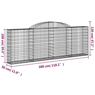 vidaXL Gabionen mit Hochbogen 6 Stk. 300x30x100/120cm Verzinktes Eisen