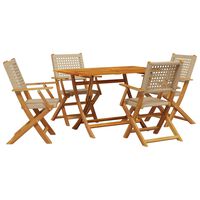 vidaXL 5-tlg. Garten-Essgruppe Beige Poly Rattan und Massivholz