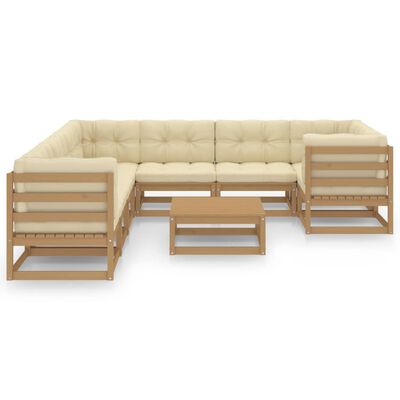 vidaXL 9-tlg Garten-Lounge-Set mit Kissen Honigbraun Massivholz Kiefer