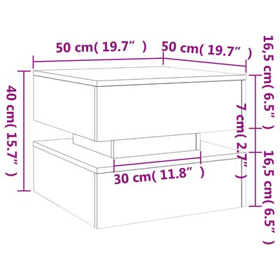 vidaXL Couchtisch mit LED-Leuchten Schwarz 50x50x40 cm