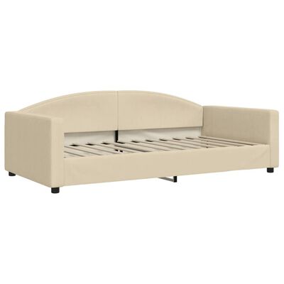 vidaXL Tagesbett Ausziehbar mit Schubladen Creme 100x200 cm Stoff