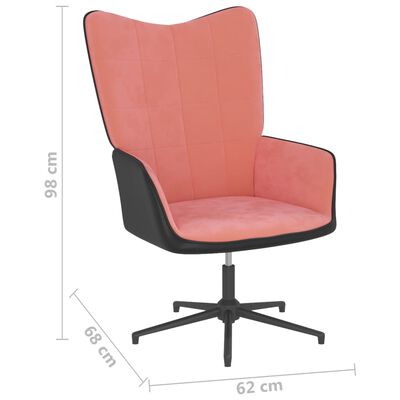 vidaXL Relaxsessel mit Hocker Rosa Samt und PVC