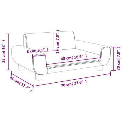 vidaXL Kindersofa Dunkelgrau 70x45x33 cm Samt