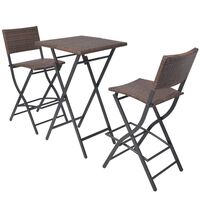 vidaXL 3-tlg. Bistro-Set Klappbar Stahl Poly Rattan Braun