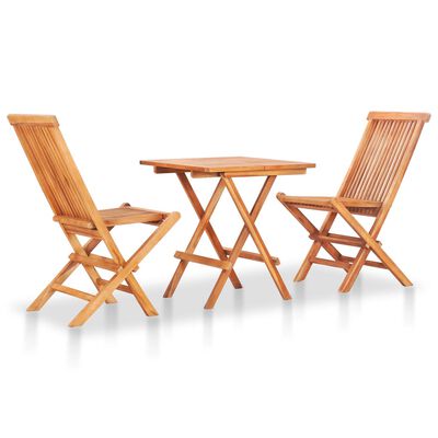 vidaXL 3-tlg. Bistro-Set mit Grünen Kissen Massivholz Teak