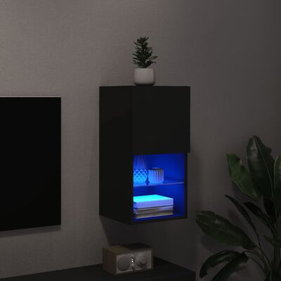 vidaXL TV-Schrank mit LED-Leuchten Schwarz 30,5x30x60 cm