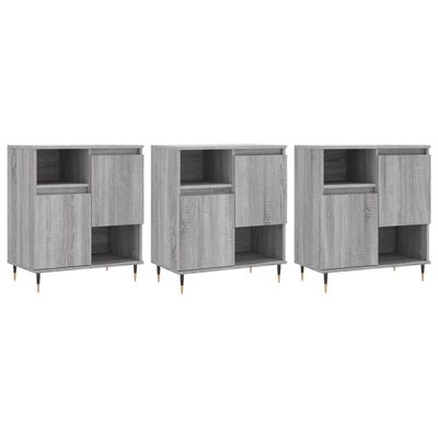 vidaXL Sideboards 3 Stk. Grau Sonoma Holzwerkstoff