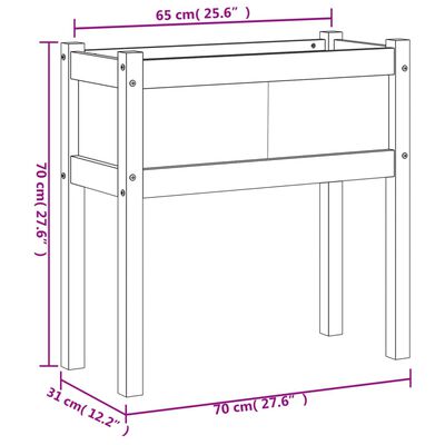 vidaXL Pflanzkübel mit Beinen Wachsbraun 70x31x70 cm Massivholz Kiefer