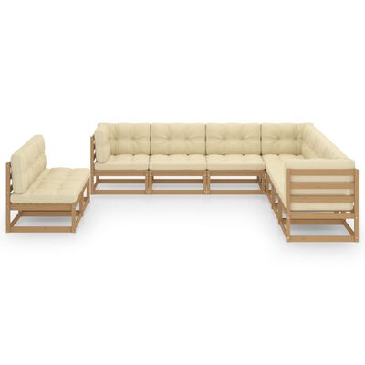 vidaXL 9-tlg Garten-Lounge-Set mit Kissen Honigbraun Massivholz Kiefer