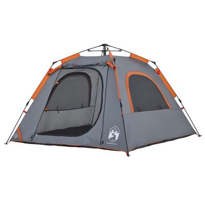 vidaXL Kuppel-Campingzelt 4 Personen Grau und Orange Quick Release