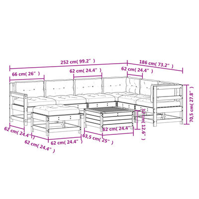 vidaXL 8-tlg. Garten-Lounge-Set mit Kissen Imprägniertes Kiefernholz