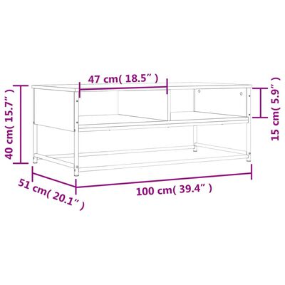 vidaXL Couchtisch Schwarz 100x51x40 cm Holzwerkstoff