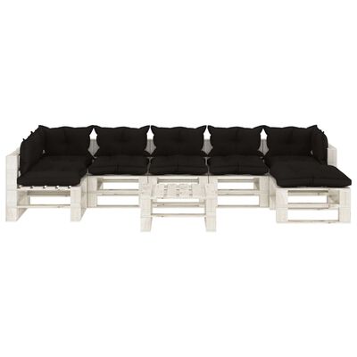 vidaXL 8-tlg. Garten-Lounge-Set Paletten mit Kissen in Schwarz Holz