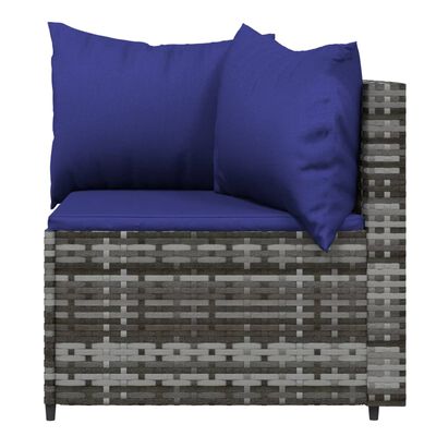 vidaXL Garten-Ecksofas mit Kissen 2 Stk. Grau Poly Rattan