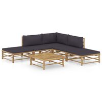 vidaXL 6-tlg. Garten-Lounge-Set mit Dunkelgrauen Kissen Bambus