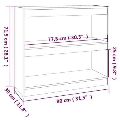 vidaXL Bücherregal/Raumteiler Grau 80x30x71,5 cm Massivholz Kiefer