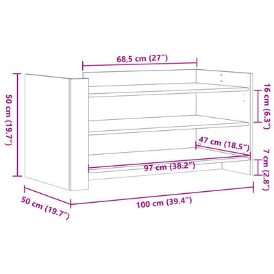 vidaXL Couchtisch Betongrau 100x50x50 cm Holzwerkstoff