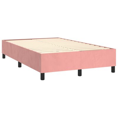 vidaXL Boxspringbett mit Matratze & LED Rosa 120x200 cm Samt