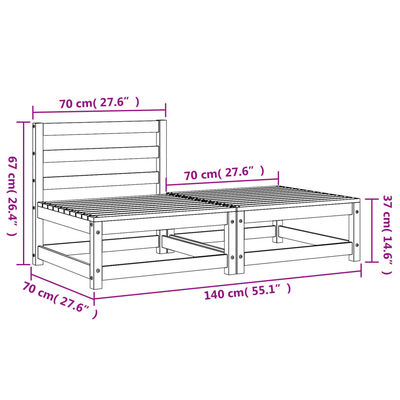 vidaXL Gartensofa ohne Armlehnen mit Fußhocker Massivholz Kiefer