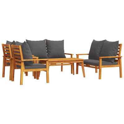 vidaXL 5-tlg. Garten-Lounge-Set mit Kissen Massivholz Akazie